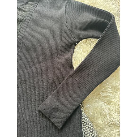 Paola Bernardi Black Ribbed Mock Neck Sheer V Sweater XS - Picture 5 of 9